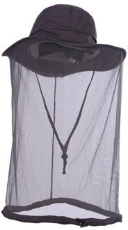 Outdoor Vissen Cap Midge Mosquito Insect Hoed Vissen Hoed Bug Mesh Head Netto Gezicht Protector Travel Camping Cap Hoeden Grijs