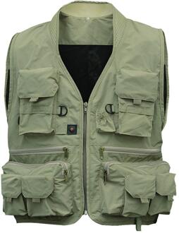 Outdoor Vliegvissen Vest Leven Jassen Mannen Multifunctionele Zakken Reist Sport Vissen Vest Outdoor Vest groen XXL
