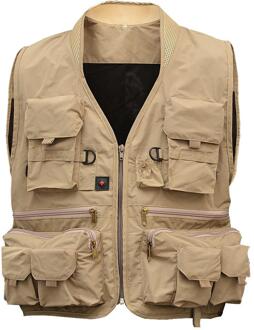 Outdoor Vliegvissen Vest Leven Jassen Mannen Multifunctionele Zakken Reist Sport Vissen Vest Outdoor Vest khaki L