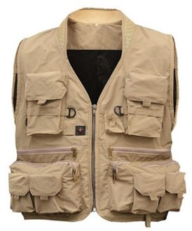 Outdoor Vliegvissen Vest Leven Jassen Mannen Multifunctionele Zakken Reist Sport Vissen Vest Outdoor Vest khaki XL