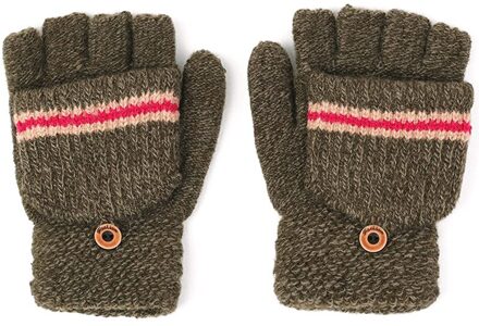 Outdoor Warme Handschoenen Kinderen Winter Half-Vinger Handschoenen Voor 4-8years Jongens En Meisjes Zachte Gebreide Dikker Baby Warm wanten khaki