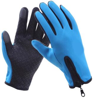 Outdoor Warme Handschoenen Winter Rijden Waterdichte Sport Antislip Vijf-Vinger Handschoenen Blauw / L