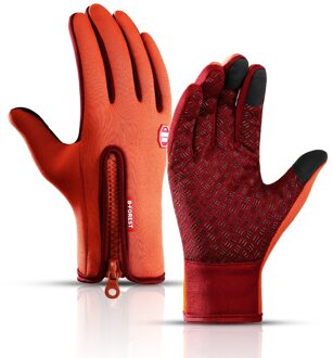 Outdoor Warme Vissen Waterdicht Anti-Slip Ademende Vissen Handschoenen Volledige Vinger Duurzaam Fietsen Handschoen Fitness Karper Handschoen Voor Man Oranje / L