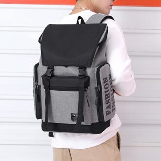 Outdoor Waterdichte Decompressie Schooltas Mannen Junior High School Studenten Eenvoudige Casual Kleur Contrast Rugzak grijs