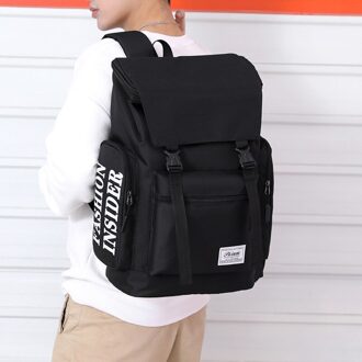 Outdoor Waterdichte Decompressie Schooltas Mannen Junior High School Studenten Eenvoudige Casual Kleur Contrast Rugzak zwart