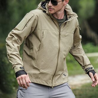 Outdoor Waterdichte Soft Shell Capuchon Spectre Hoodie Met 7 Ritsvak Warm Ademend Lichtgewicht YA88 khaki