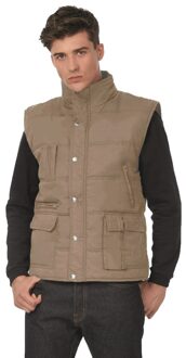 Outdoor/werk casual bodywarmer camel/beige voor heren - Outdoorkleding/werkkleding - Mouwloze vesten L (52)