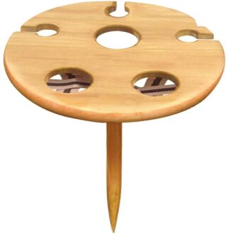 Outdoor Wijn Tafel Met Opvouwbare Ronde Desktop Houten Picknicktafel Te Dragen Wijnrek Picknick Essentials