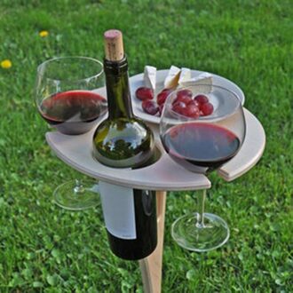 Outdoor Wijn Tafel Met Opvouwbare Ronde Desktop Mini Houten Picknicktafel Te Dragen Wijnrek Picknick Party Travel Gereedschap
