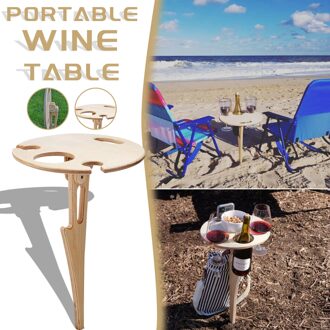 Outdoor Wijn Tafel Met Opvouwbare Ronde Desktop Mini Houten Picknicktafel Te Dragen Wijnrek Reizen Gereedschap