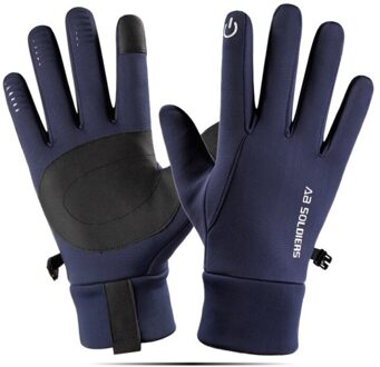 Outdoor Winter Fietsen Handschoenen Fiets Warm Touchscreen Volledige Vinger Handschoenen Waterdicht Bike Skiën Motorrijden Blauw