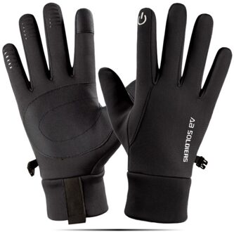 Outdoor Winter Fietsen Handschoenen Fiets Warm Touchscreen Volledige Vinger Handschoenen Waterdicht Bike Skiën Motorrijden zwart