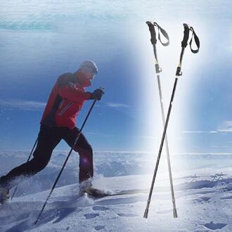 Outdoor Winter Handvat Skistokken 5 Knopen Aluminium Vouwen Bergbeklimmen Kruk Wolfraam Tip Klimmen Sport Trekking Pole