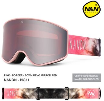 Outdoor Winter Ski Goggles Dubbele Lagen UV400 Anti-Fog Grote Ski Masker Bril Skiën Sneeuw Mannen Vrouwen Snowboarden Bril met Doos roze roos