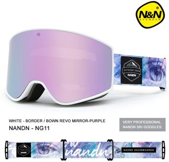 Outdoor Winter Ski Goggles Dubbele Lagen UV400 Anti-Fog Grote Ski Masker Bril Skiën Sneeuw Mannen Vrouwen Snowboarden Bril met Doos wit paars