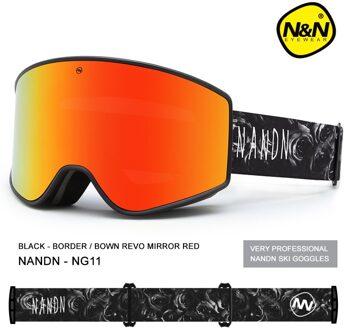 Outdoor Winter Ski Goggles Dubbele Lagen UV400 Anti-Fog Grote Ski Masker Bril Skiën Sneeuw Mannen Vrouwen Snowboarden Bril met Doos zwart rood