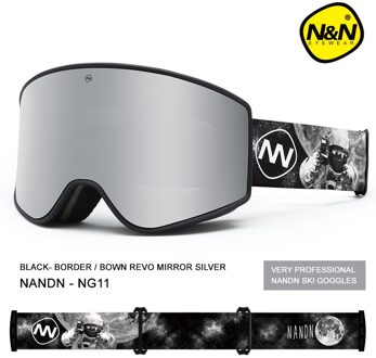 Outdoor Winter Ski Goggles Dubbele Lagen UV400 Anti-Fog Grote Ski Masker Bril Skiën Sneeuw Mannen Vrouwen Snowboarden Bril met Doos zwart Sliver