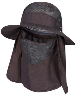 Outdoor Zomer Anti Mosquito Zonnebrandcrème Vissen Cap Camping Unisex Brede Rand Emmer Hoed Gezicht Hals Bescherming Flap Zon Cap donker grijs
