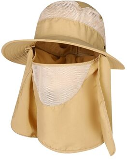 Outdoor Zomer Anti Mosquito Zonnebrandcrème Vissen Cap Camping Unisex Brede Rand Emmer Hoed Gezicht Hals Bescherming Flap Zon Cap khaki