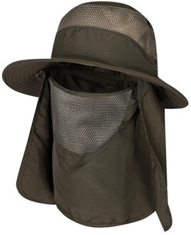 Outdoor Zomer Anti Mosquito Zonnebrandcrème Vissen Cap Camping Unisex Brede Rand Emmer Hoed Gezicht Hals Bescherming Flap Zon Cap leger groen