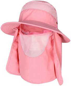Outdoor Zomer Anti Mosquito Zonnebrandcrème Vissen Cap Camping Unisex Brede Rand Emmer Hoed Gezicht Hals Bescherming Flap Zon Cap roze