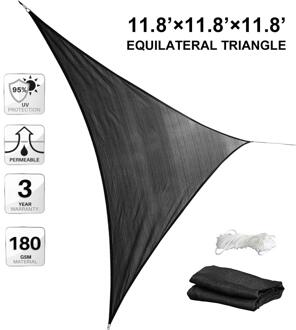 Outdoor Zonnescherm Auto Zeil 11.8 'X 11.8' X 11.8 'Driehoekige Zon Shade Sail Canopy Uv Blok luifel Voor Patio Tuin Achtertuin zwart