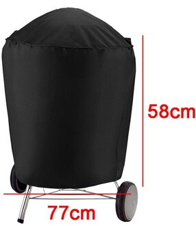 Outdoor Zwart Waterdichte Bbq Cover Weber Zware Grill Cover Beschermende Ronde Rechthoek Barbecue Barbeque Grill Bbq Accessoire ronde-58x77cm