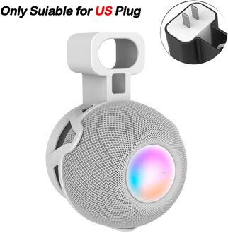 Outlet Wall Mount Zitplaatsen Voor Homepod Mini Smart Speaker-Ingebouwde Kabel Management Stand (Voor Us/Eu plug) wit US
