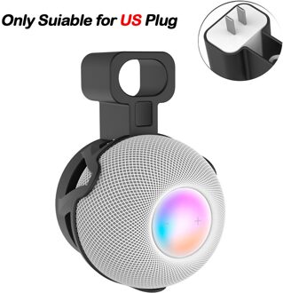 Outlet Wall Mount Zitplaatsen Voor Homepod Mini Smart Speaker-Ingebouwde Kabel Management Stand (Voor Us/Eu plug) zwart US