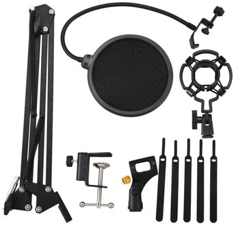 Outmix Heavy Duty Microfoonstandaard Uitschuifbare Suspension Boom Scissor Arm Stand Met Shock Mount Dual Gelaagde Mic Pop Filter Full reeks
