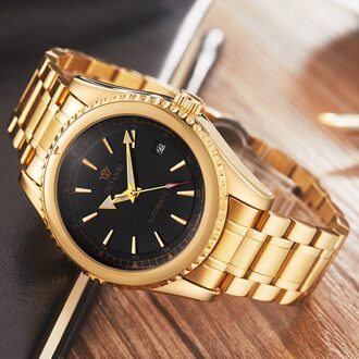 Ouyawei Luxe Automatische Mechanische Horloge Zwarte Goud Sliver Case Skeleton Horloges Mannen Self Winding Mannelijke Eenvoudige Heren Horloge WATCH 1