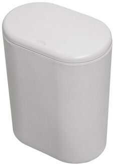 Oval Plastic Trash Can Pressing Type Trash Bin Dustbin Wastebasket Kitchen Bathroom Garbage Storage Bin Can Garbage Bin licht grijs