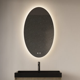 Oval spiegel verticaal met LED-verlichting en verwarming 100x60cm