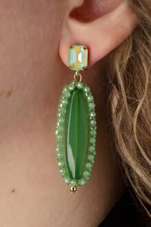 Oval Stone Drops oorbellen in mint en groen Groen/Goud