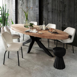 Ovale Eettafel 'Darwin' Teakhout, 260 x 110cm Bruin, Zwart - 260 x 110 cm