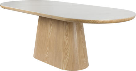Ovale Eettafel 'Nathen' Eiken en marmerlook, 200 x 90cm, kleur Naturel - 200 x 90 cm
