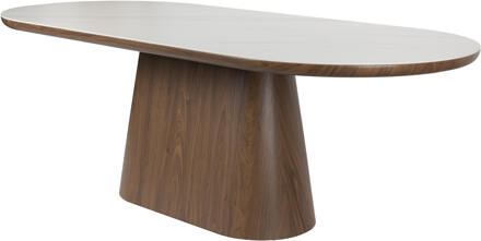 Ovale Eettafel 'Nathen' Walnoot en marmerlook, 200 x 90cm - 200 x 90 cm