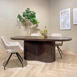 Ovale Eettafel 'Sadey' Mangohout, 300 x 110cm, kleur Bruin - 300 x 110 cm