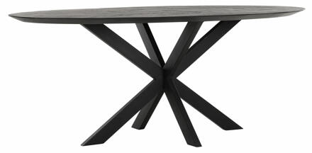 Ovale Eettafel 'Shape' Teakhout, 200 x 100cm, kleur Zwart - 200 x 100 cm