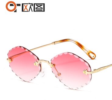 Ovale Frameloze Zonnebril Vrouwen Mode Bril UV400 Zonnebril Mannen Zonnebril Gafas De Sol Hombre Gafas De Sol Mujer 8