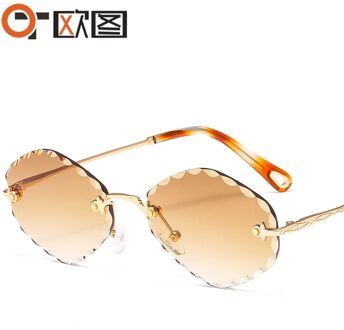 Ovale Frameloze Zonnebril Vrouwen Mode Bril UV400 Zonnebril Mannen Zonnebril Gafas De Sol Hombre Gafas De Sol Mujer nee.2