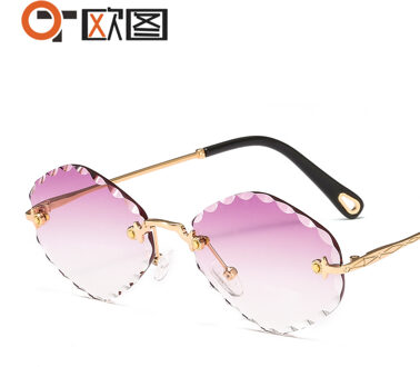 Ovale Frameloze Zonnebril Vrouwen Mode Bril UV400 Zonnebril Mannen Zonnebril Gafas De Sol Hombre Gafas De Sol Mujer nee.3