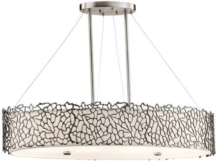 Ovale hanglamp Silver Coral alu, tingrijs, wit