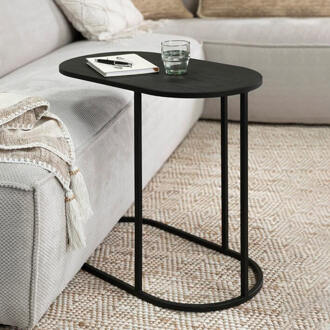 Ovale Laptoptafel 'Terra' Teakhout, 65 x 35cm, kleur Zwart