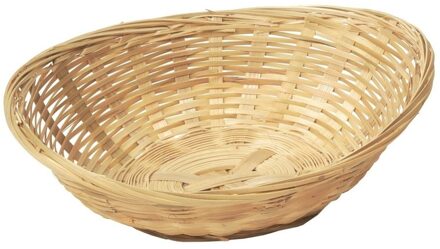 Ovale mand/schaal - bruin - rieten/bamboe - 22 x 17 x 7 cm - fruitschaal/decoratieschaal Beige
