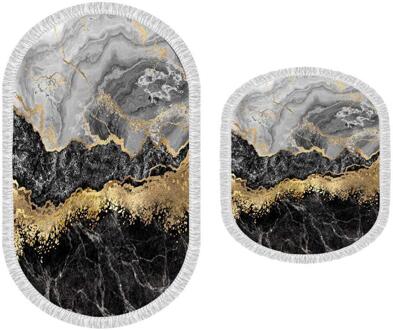 Ovale Omzoomd 2'li Badmat Pad Lava Leven Gold