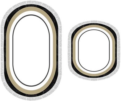 Ovale Omzoomd 2'li Badmat Pad Serik Wit