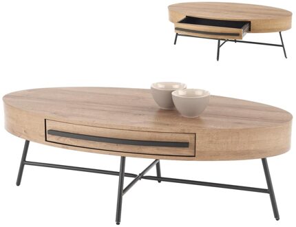 Ovale salontafel Carolina 120x60 cm Zwart,Bruin,Eiken