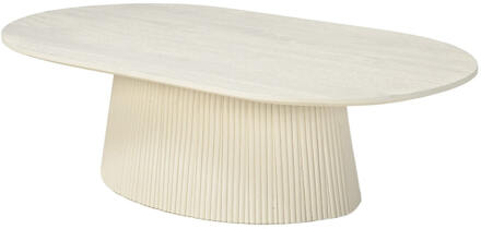 Ovale Salontafel 'Puck' Mangohout, 120 x 70cm, kleur Ivoor - 120 x 70 cm