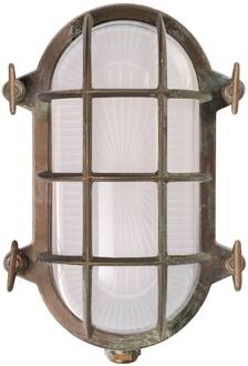 Ovale scheepslamp Hook, antiek messing, opaal gesatineerd